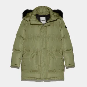 Long Hooded down jacket with fox fur