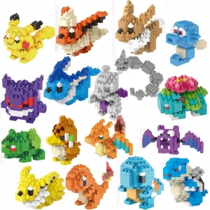 Set di blocchi da costruzione Pokemon Pikachu, Charizard ecc. (32 motivi tra cui scegliere)