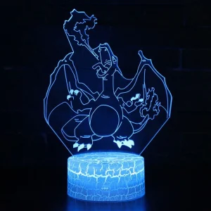 3D Illusion Charizard Lampada da comodino Charizard con telecomando e luce notturna che cambia colore