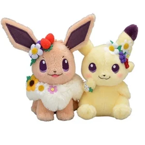 Pikachu o Eevee simpatici Pokemon coccolosi (circa 18 cm) edizione floreale